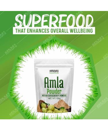 Haribas Superfoods Organic Amla Powder 100GM | 100% Natural Indian Gooseberry Powder for Skin Hair & Health - Buy Online on GoSupps.com