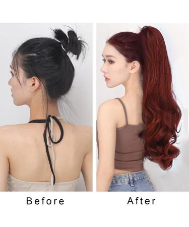 PORSMEER 26 Natural Straight Wavy Drawstring Ponytail Extension in Copper Red - Synthetic Hairpiece for Women & Girls - Buy Online on GoSupps.com