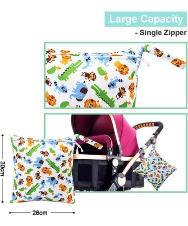 HOTLIKE 3 PCS Wet Bag Set | Waterproof Reusable Nappy Bag for Cloth Diapers | Travel Organizer with 2 Zipper Pockets | Ideal for Beach, Daycare, Gym | Green - Buy Online on GoSupps.com