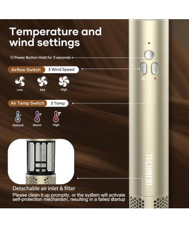 6-in-1 Hair Styler Hot Air Brush - 110 000 RPM Ionic Hair Dryer & Straightener for Fast Drying Curling and Volumizing - Professional Stone Gold - Buy Online on GoSupps.com