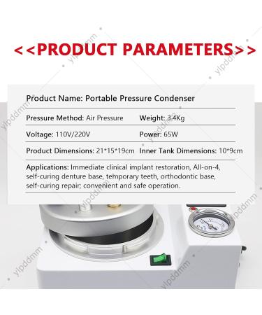 ylpddmm Resin Pressure Polymerization Portable Digital Dispaly Automatic Pressure Polymerizer Pressurization Self-consolidating Denture-Base 65W - Buy Online on GoSupps.com
