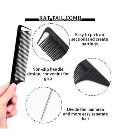 19 Piece Teasing Brush Set with Edge Brush, Rat Tail Comb, and Duckbill Hair Clips - Nylon Hair Teasing Comb for Home and Salon Hair Styling (Black) - Buy Online on GoSupps.com