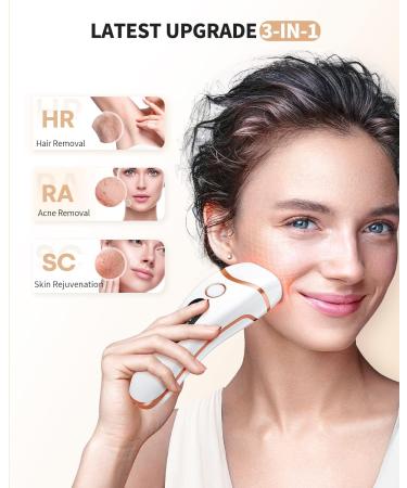 IPL Hair Removal Device for Men & Women - 999 900 Pulses 3 Functions (HR/SC/RA) 9 Energy Levels - Painless Laser Hair Removal for Body Face & Bikini - White - Buy Online on GoSupps.com