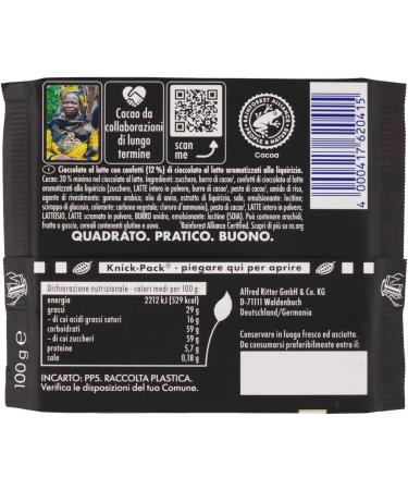  Italian Gourmet E.R. Ritter Sport Liquirizia limited edition milk chocolate with licorice pieces 100% sustainable cocoa 8 x 100g packs + 400g Italian Gourmet Polpa - Buy Online on GoSupps.com