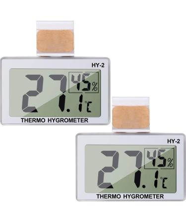 Weewooday 2 Pieces Reptile Thermometer and Humidity Gauge Reptile Terrarium  Thermometer Hygrometer with Probes Indoor Outdoor Digital Pet Temperature