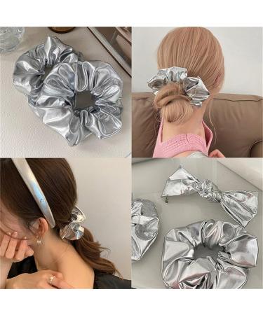 PODNAMAT Large Hair Loop Rope Hair Loop Tied Hair Ponytail Head Rope Hair Rope Hair Accessories Gift for Girls(Silver Small Large Intestinal Hair Ring) - Buy Online on GoSupps.com
