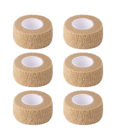 6pc-1 Inch Wide Skin Colour Elastic Self- Adhesive Bandage Finger Tape First Aid Wrap Bandages  for Wrist and Ankle Sprains & Swelling 6pcs