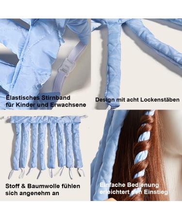 Heatless Curlers Headband | Octopus Hair Curler for Long & Medium Hair | No Heat Overnight Waves | Soft Silkband Curly Winder - Blue - Buy Online on GoSupps.com
