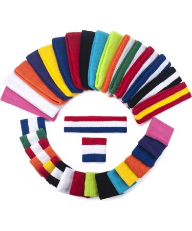 Facath Striped Welding Tape Set | Sport Headband & Terry Bracelet Set for Basketball - Blue & White - Buy Online on GoSupps.com