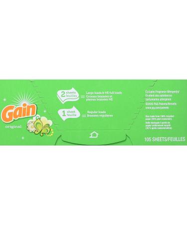 Gain Fabric Softener Dryer Sheets - Original Scent - 105 Count - Buy Online on GoSupps.com