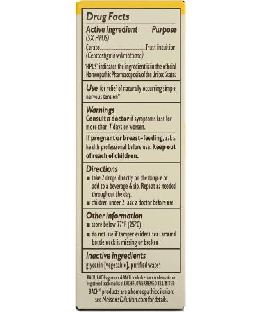 Bach Cerato Flower Remedy - Trust Your Intuition | 10mL Non-Alcohol Formula | Vegan Holistic Wellness - Stress Relief - Buy Online on GoSupps.com