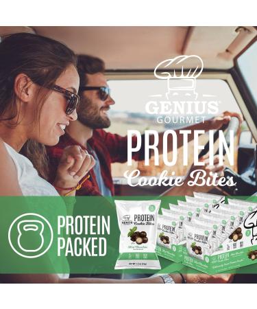 Genius Gourmet Protein Cookie Bites Mint Chocolate - 10g Protein No Added Sugar Low Carb Non-GMO - Sweet Protein Desserts & Protein Snacks for Adults and Kids - 12 Bags - Buy Online on GoSupps.com