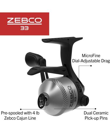 Zebco 33 Spincast Fishing Reel | Smooth Drag & Bite Alert | All-Metal Gears | Lightweight Graphite Frame | 33 Micro Triggerspin | Silver/Black - Buy Online on GoSupps.com