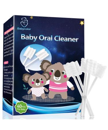 40PCS Baby Oral Cleaner, Baby Tongue Cleaner Newborn Baby Toothbrush, Disposable Infant Toothbrush Clean Baby Mouth, Gauze Gum Cleaner Stick Dental Care for 0-36 Month Baby