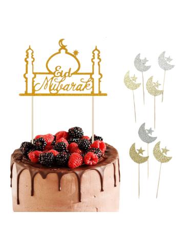 8 Pcs Eid Mubarak Cake Topper Glitter Paper Star Moon Birthday Cupcake Toppers Muslim Mubarak Glitter Cake Decorations Eid Mubarak Glitter Cupcake Topper Pick for Birthday Party - Buy Online on GoSupps.com