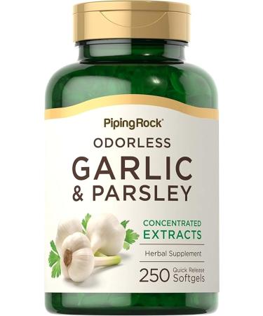 Piping Rock Odorless Garlic and Parsley Pills | 500mg | 250 Softgel Capsules | Concentrated Herbal Extract | Non-GMO, Gluten Free Supplement - Buy Online on GoSupps.com