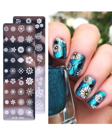Onsinic 1 Piece Nail Stamping Plates Painting Stencils For Nails Floral Feather Leaf Geometric Template Design