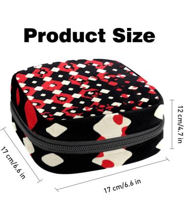Stylish Menstruation Bag with Zipper | Women's Napkin & Tampon Collection Bag in Black & Red Pattern - Perfect for Girls & Women - Buy Online on GoSupps.com