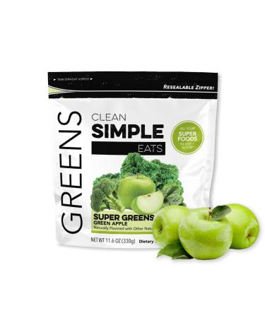 Clean Simple Eats Super Greens Powder, Naturally Flavored Greens Powder with Chlorella, Spirulina, Superfoods & Prebiotic Fiber, No Artificial Ingredients, Gluten Free, Green Apple Flavor, 30 Servings Green Apple 11.06 Ounc