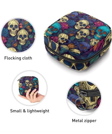 Colorful Leaf Skull Menstrual Cup Bag | Portable Feminine Storage for Women & Teens | 1 Piece Multi-Colored Tampon Holder - Buy Online on GoSupps.com