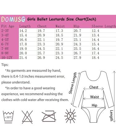 Domusgo Girls Gymnastics Long Sleeve Leotard in Pink, Black, Red | Soft Breathable Bodysuit for Ballet with Tutu Skirts | Size 3-4T - Buy Online on GoSupps.com