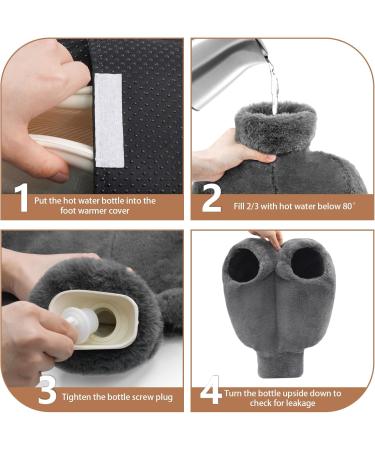 Mokani 2-in-1 Foot Warmer | Electric-Free Heating | Soft Flannel Cover & 2L Rubber Hot Water Bottle for Pain Relief | Perfect for Men & Women | Gray 40x35cm - Buy Online on GoSupps.com