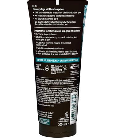 Kneipp MEN 3in1 caring shower gel sport for skin hair and face with essential rosemary oil and natural menthol 200 ml - Buy Online on GoSupps.com