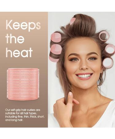 xnicx 28pcs Hair Rollers with Clips - No Heat Hair Curlers Set for Long and Short Hair - Jumbo Large Medium Rollers Sizes - Pink - Buy Online on GoSupps.com