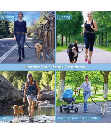 Hands Free Dog Leash Retractable Dog Leash Running with Dual Bungees for Medium and Large Dogs Adjustable Waist Belt Reflective Stitching Leash for Running Walking Hiking Jogging Biking (Blue) - Buy Online on GoSupps.com