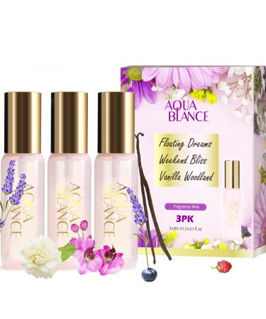 Body Spray Set for Women Each 60ml/2.1 FlOz Travel Size Womens Fragrance Body Spray Three Scents - Vanilla Woodland Lavender Jasmine Raspberry