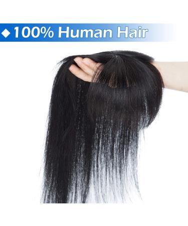 14inch Hair Toppers Human Hair with Bangs Hair Mono Base Top Piece for Women Clip in Real Remy Hair Extensions (#1 Jet Black) - Buy Online on GoSupps.com