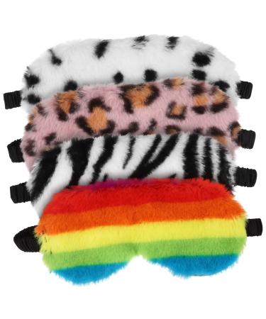 minkissy 4pcs Plush Goggles Night Eye Cover Furry Sleep Mask Eye Protective Covers Supple Eye Masks Sleeping Eye Patches Sleeping Eyeshade Bunny Fur Travel Household Front Rabbit Fur