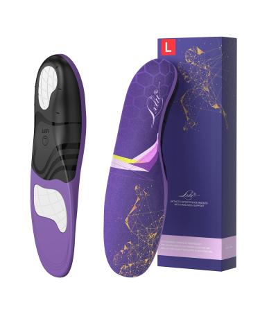 Plantar Fasciitis Pain Relief Insole Arch Support Orthotics Over-Pronation Corrective Inserts Absorb Shock Work Boot Comfortable Shoe Insole for Men and Women for Everyday Use XL XL (Men 12.5-14.5/Women 13.5-15.5) Purple