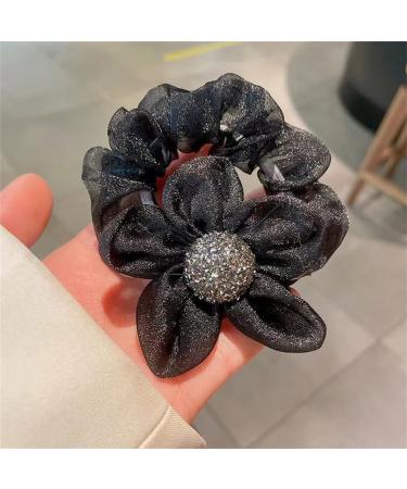 Rhinestone Mesh Hair Rope Sunflower Hair Ring Handmade Fashion Rhinestone Crystal Hair Tie Fold Elastic Rubber Hair Rope Hair Circle Scrunchies Ponytail Holder Hair Accessory Suitable for Women Girl - Buy Online on GoSupps.com