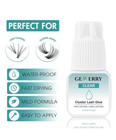 Buy Esher Glue Cluster Lashes - Long-Lasting Waterproof Individual Eyelash Glue 5ml | Gemerry Transparent Glue for Cluster Extensions - Buy Online on GoSupps.com