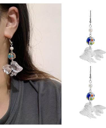 Feylie Goldfish Dangling Earrings - Trendy Cute Drop Earrings in Acrylic for Students & Office Professionals - Buy Online on GoSupps.com