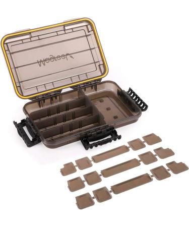 Waterproof Fishing Tackle Box with Transparent Tea-Colored Trays - 3600 Tackle Storage Organizer with DIY Dividers | 1 Pack or 2 Pack | 10.6x7.1x1.9inch - Buy Online on GoSupps.com