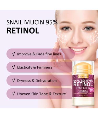 Retinol Face Stick Snail Mucin Face Moisturizer with Retinol Day & Night Lifting & Firming Anti Wrinkle Facial Moisturizer Balm Stick Nourishing Anti Aging Repair Cream for All Skin Types - Buy Online on GoSupps.com