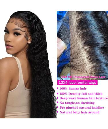 30 Inch Deep Wave Frontal Wig | 10A Brazilian Human Hair | Wet and Wavy | HD Transparent Lace | Pre Plucked 180% Density - Buy Online on GoSupps.com