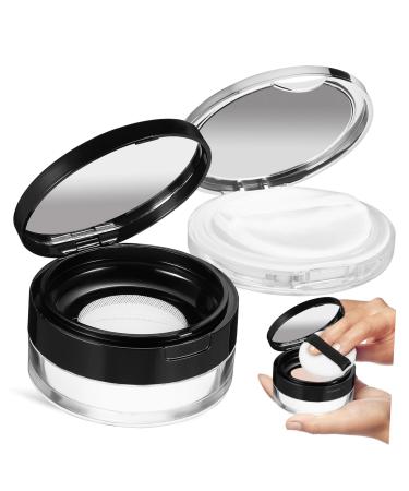 Healvian Healvian 20g Elastic Mesh Flip-Top Black Loose Powder Box + 3g Thin Silver Powder Puff Beauty Products Powder Container with Puff Sample Jars Bottle Sponge