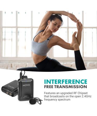 Movo WMX-1 Wireless Lavalier Microphone System for DSLR Cameras, Camcorders, iPhone, Android Smartphones & Tablets - 200ft Range - Buy Online on GoSupps.com