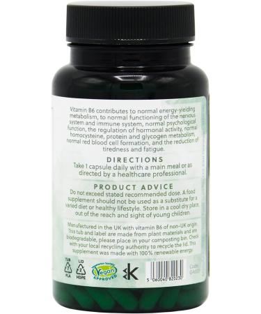 Vitamin B6 Pyridoxine HCl Capsules - 100mg | 120 Vegan Capsules | G&G Vitamins - Buy Online on GoSupps.com