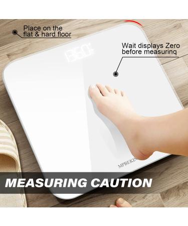 MPBEKING Bluetooth Digital Bathroom Scale - High Accuracy, Easy-to-Read Backlit Display, Round Corner Design - 400 lb Capacity - White - Buy Online on GoSupps.com