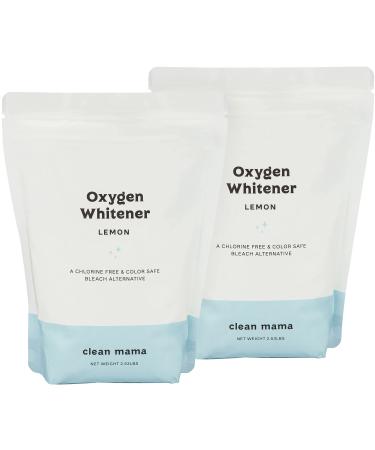 Clean Mama Natural Oxygen Whitener and Stain Remover - Color-Safe Natural Bleach Alternative - Plant-Derived Oxygen Powder Whitens & Brightens Whites and Colors - Lemon 2.53 lbs 2 Pack Lemon 40 Ounce (Pack of 2)
