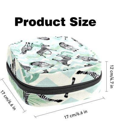 Multicolored Portable Storage Bags for Women's Bandages & Menstrual Products | Zebra Leaves & Green-White Waves | Perfect for School & Office - Buy Online on GoSupps.com