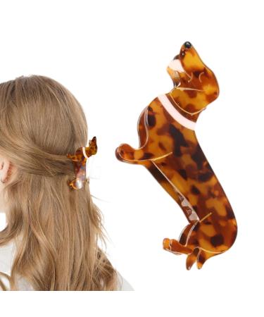 Wellnoon Dachshund Dog Hair Clips Small Claw Clips for Girls Acetate Hair Clips for Women Non-Slip Hair Catch Barrette Dachshund Hair Accessory for Woman Straight Curly Hair