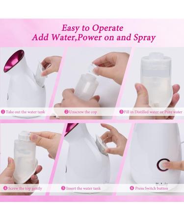 Facial Steamer SPA Sauna Face Humidifier Wolady Home Sauna Steamer Nano Ionic Warm Mist Humidifier Steamer with Stainless Steel Skin Kit for Pores Cleanse Clear Blackheads Acne Skin Cares (Middle) Pink - Buy Online on GoSupps.com