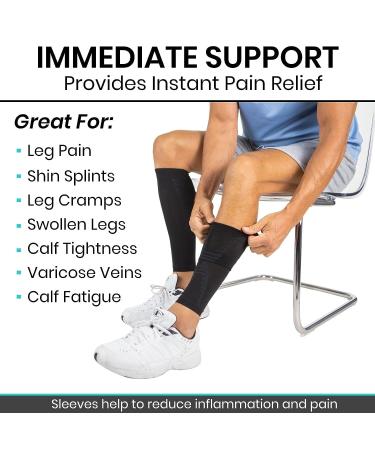 Vive Compression Calf Sleeves - Footless Running / Cycling Socks for Diabetics, Arthritis, Shin Splints - Medium Size (1 Pair) - Buy Online on GoSupps.com