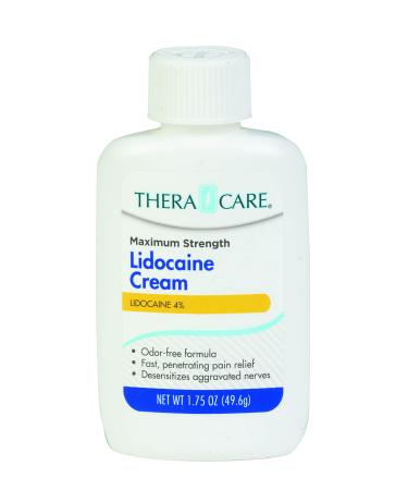 Thera Care Maximum Strength Lidocaine Cream Pain Relief | Numbs Away Pain | Fast-Acting | Non-Greasy | 1.75 Oz