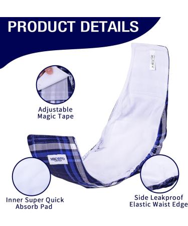 Micoooyo Washable Abdominal Bandage for Men | Reusable Dog Diapers | Suction-Adjustable Doggy Wraps | Large 3-Pack in Checkered Red Blue & Gray (40.6-50.8 cm Waist) - Buy Online on GoSupps.com
